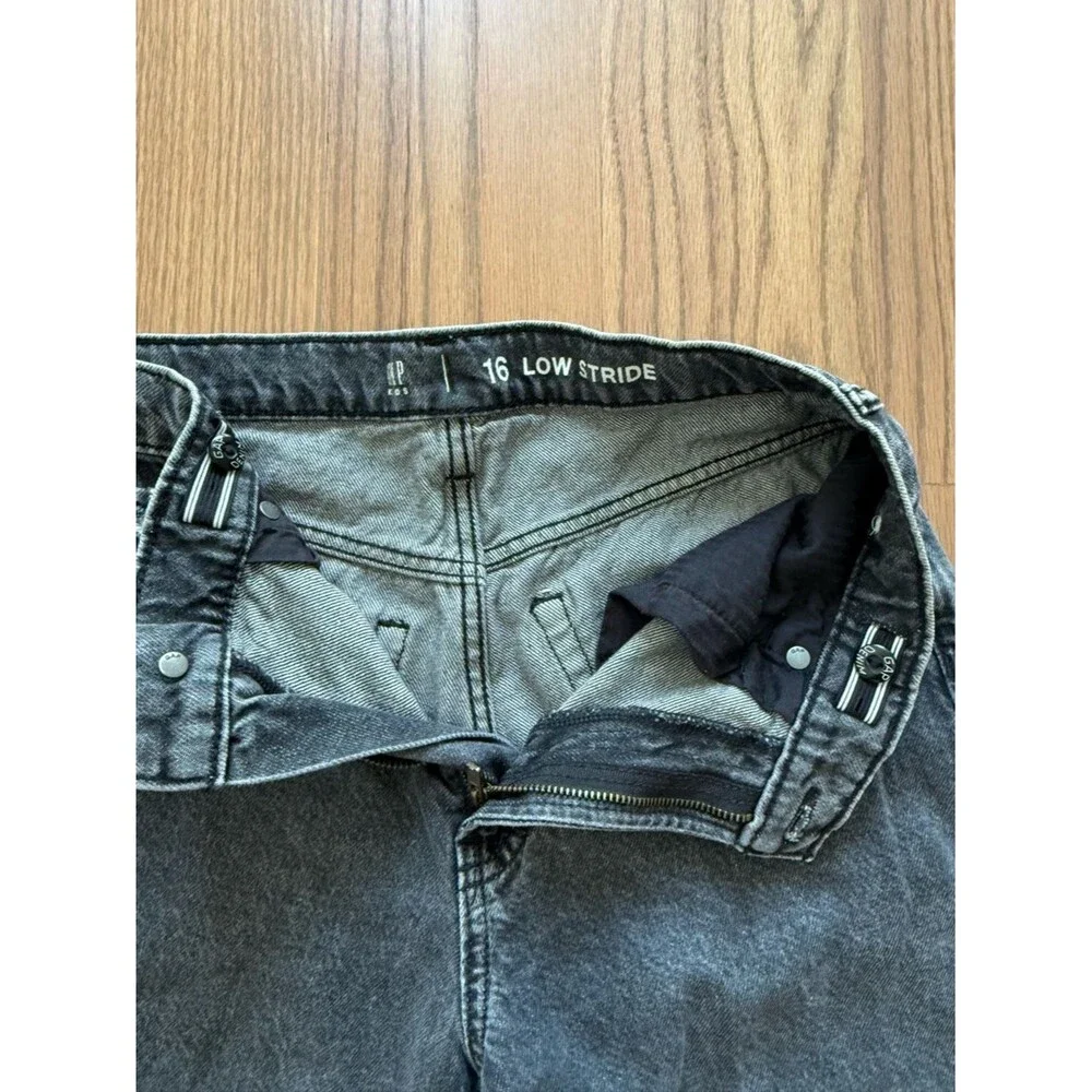 GAP Kids Size 16 Low Stride Distressed Wide-Leg Jeans – Charcoal